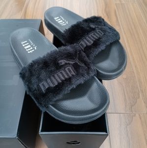 PUMA Fenty x Faux Fur Slides - Black - US 9.5